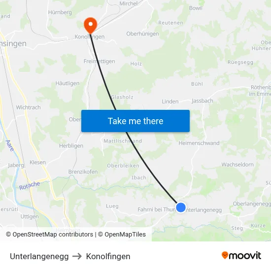 Unterlangenegg to Konolfingen map