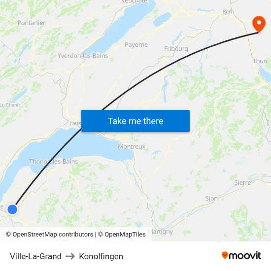 Ville-La-Grand to Konolfingen map