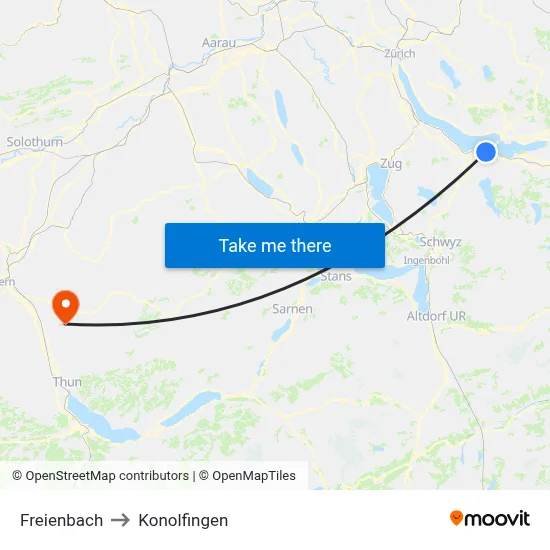 Freienbach to Konolfingen map