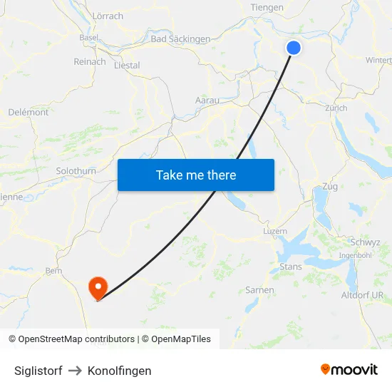 Siglistorf to Konolfingen map
