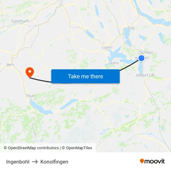Ingenbohl to Konolfingen map
