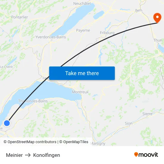 Meinier to Konolfingen map