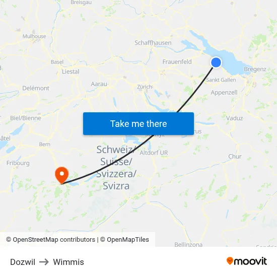 Dozwil to Wimmis map