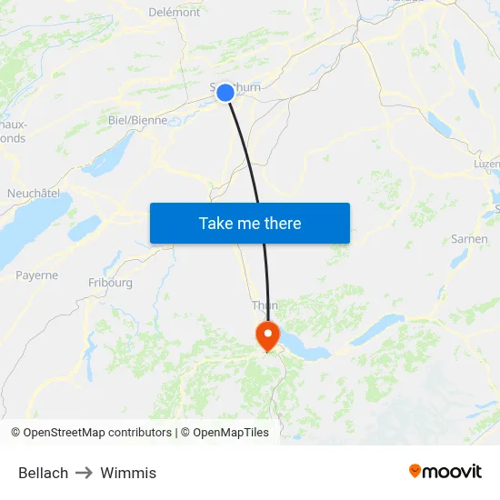 Bellach to Wimmis map