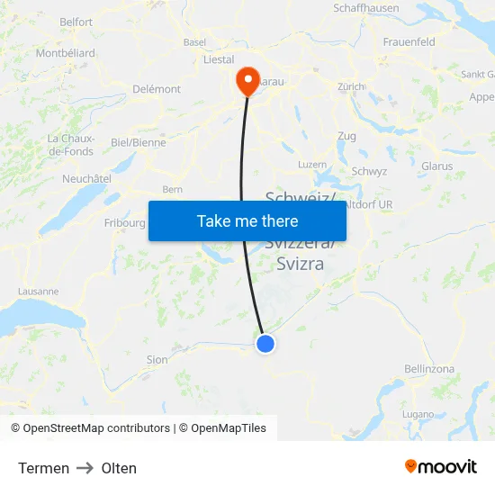 Termen to Olten map