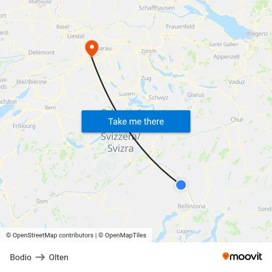 Bodio to Olten map