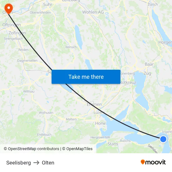Seelisberg to Olten map