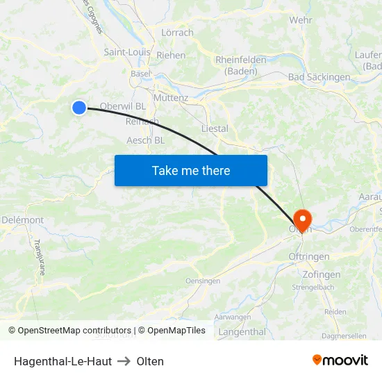 Hagenthal-Le-Haut to Olten map