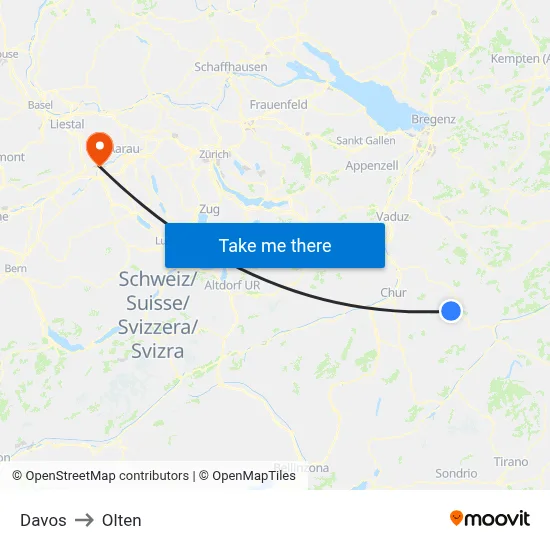 Davos to Olten map