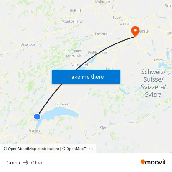 Grens to Olten map