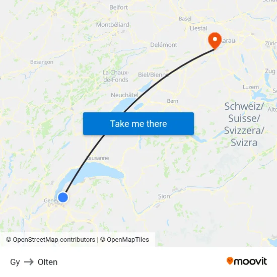 Gy to Olten map