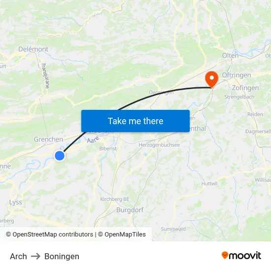 Arch to Boningen map