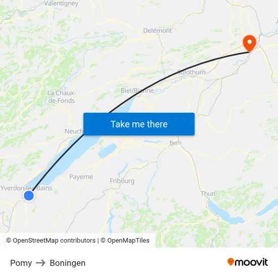 Pomy to Boningen map