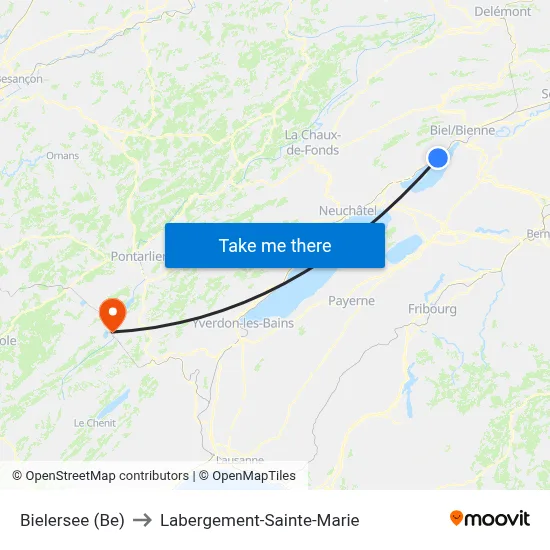 Bielersee (Be) to Labergement-Sainte-Marie map