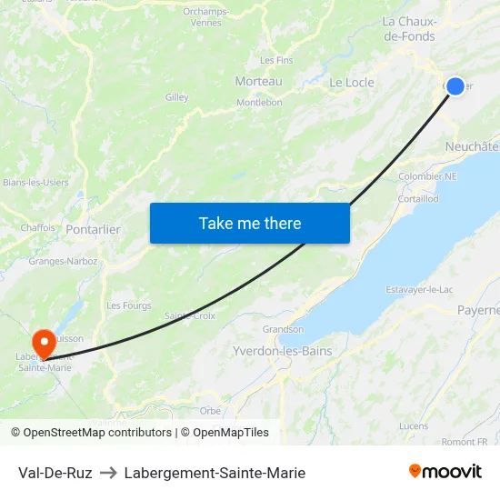 Val-De-Ruz to Labergement-Sainte-Marie map