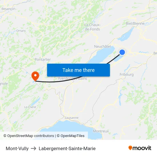Mont-Vully to Labergement-Sainte-Marie map