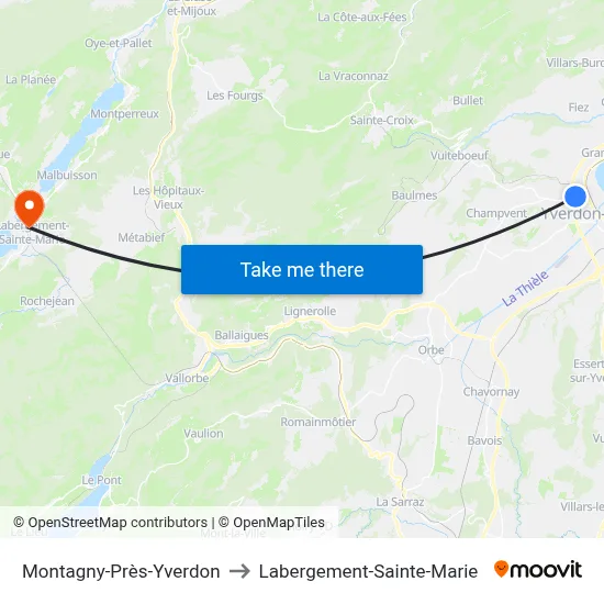 Montagny-Près-Yverdon to Labergement-Sainte-Marie map