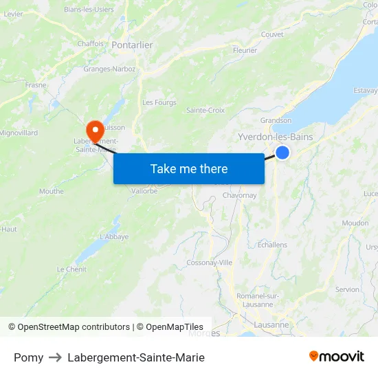 Pomy to Labergement-Sainte-Marie map