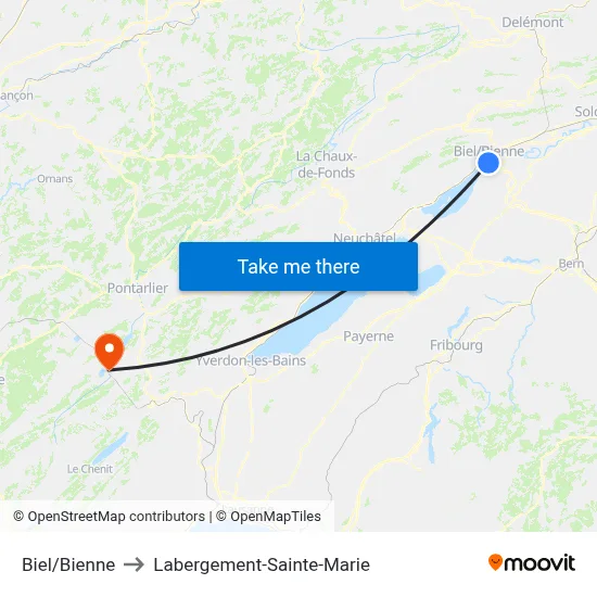Biel/Bienne to Labergement-Sainte-Marie map