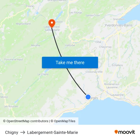 Chigny to Labergement-Sainte-Marie map