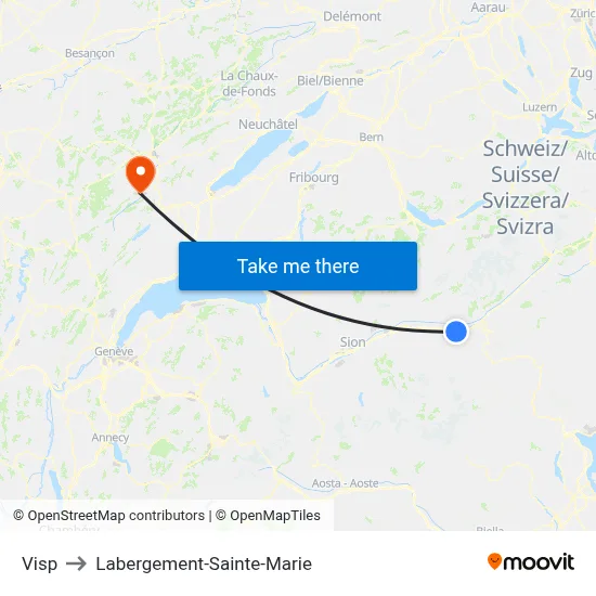 Visp to Labergement-Sainte-Marie map