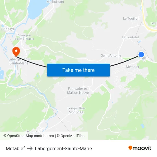 Métabief to Labergement-Sainte-Marie map