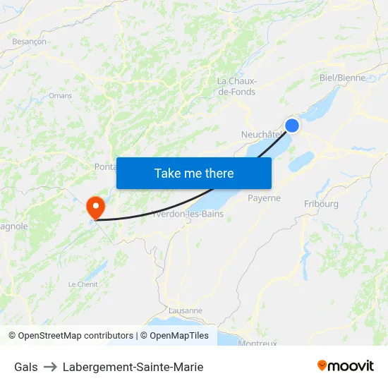 Gals to Labergement-Sainte-Marie map