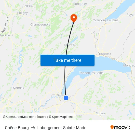 Chêne-Bourg to Labergement-Sainte-Marie map