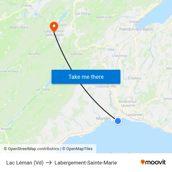 Lac Léman (Vd) to Labergement-Sainte-Marie map