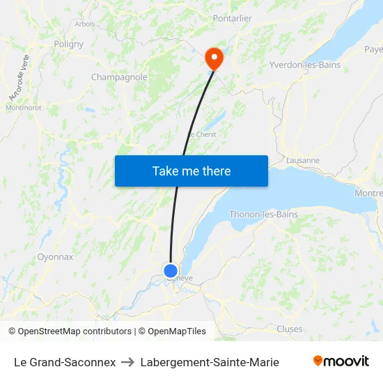 Le Grand-Saconnex to Labergement-Sainte-Marie map
