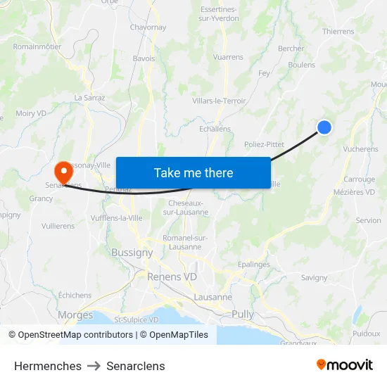 Hermenches to Senarclens map