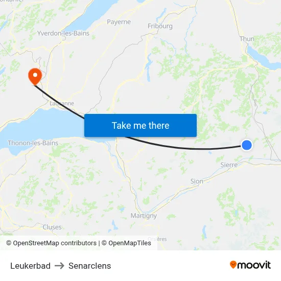 Leukerbad to Senarclens map