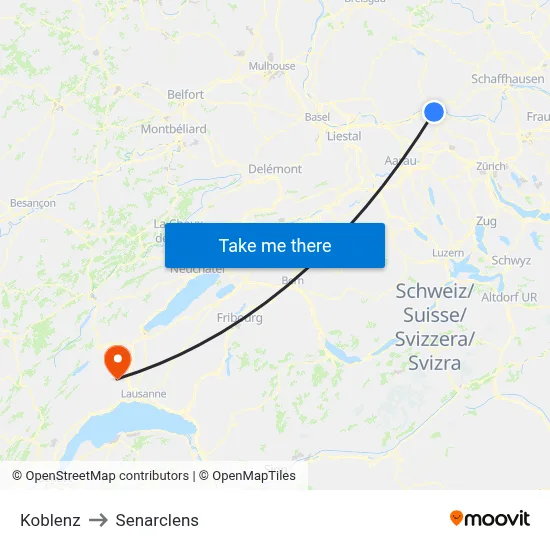 Koblenz to Senarclens map