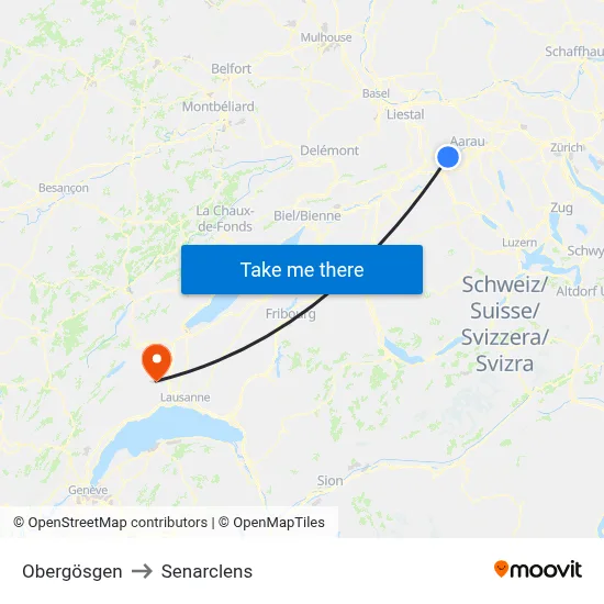 Obergösgen to Senarclens map