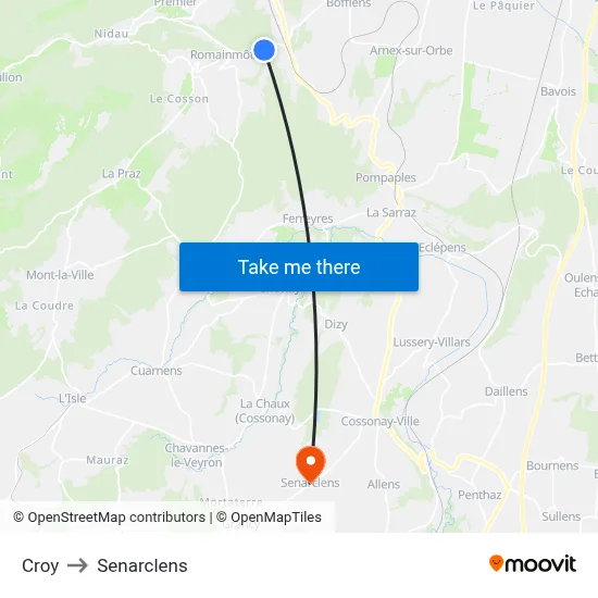 Croy to Senarclens map