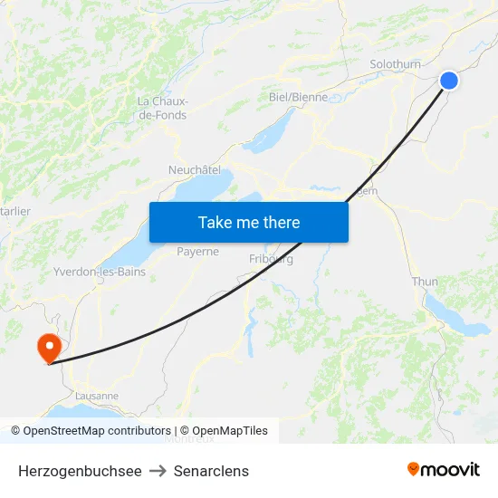 Herzogenbuchsee to Senarclens map