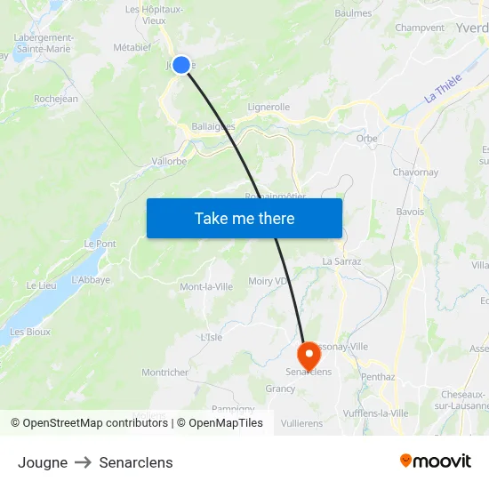 Jougne to Senarclens map