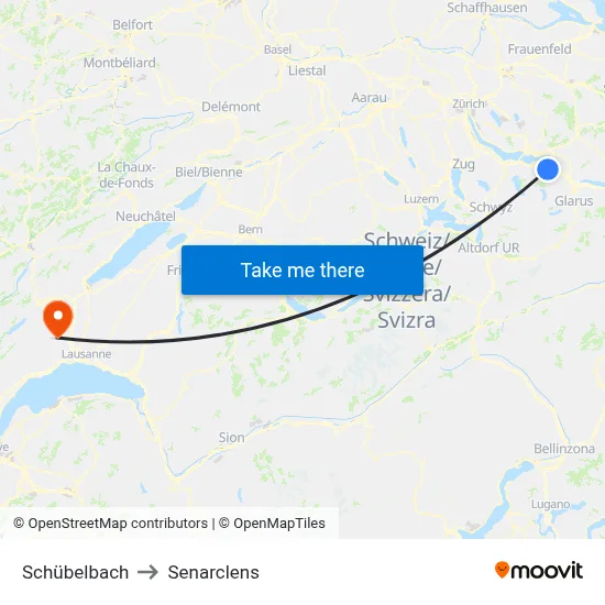 Schübelbach to Senarclens map
