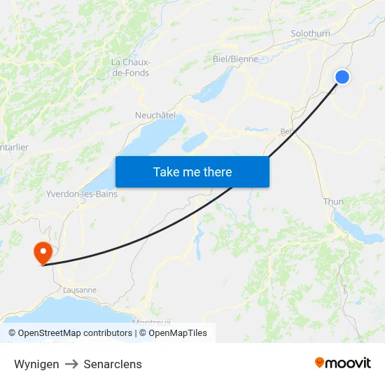 Wynigen to Senarclens map