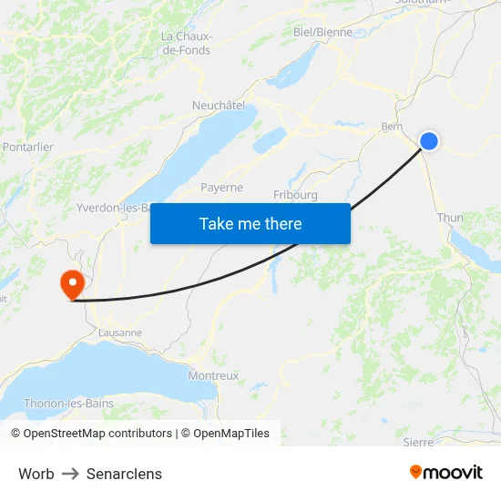 Worb to Senarclens map