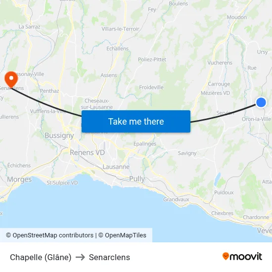 Chapelle (Glâne) to Senarclens map