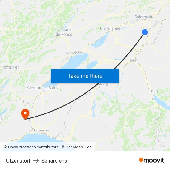 Utzenstorf to Senarclens map