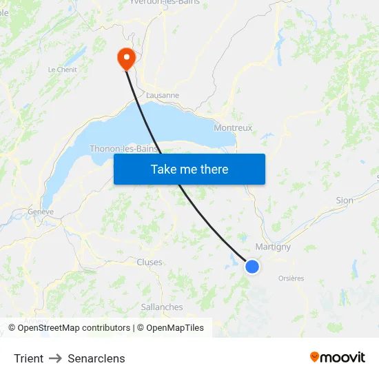 Trient to Senarclens map