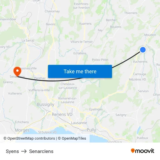 Syens to Senarclens map