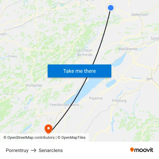 Porrentruy to Senarclens map