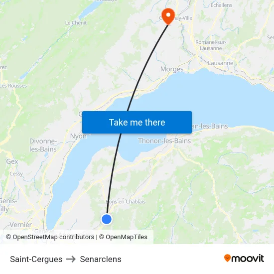Saint-Cergues to Senarclens map