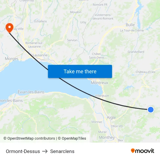 Ormont-Dessus to Senarclens map