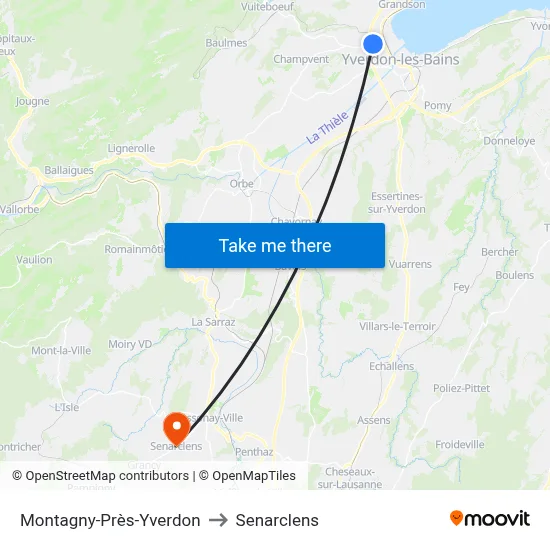 Montagny-Près-Yverdon to Senarclens map