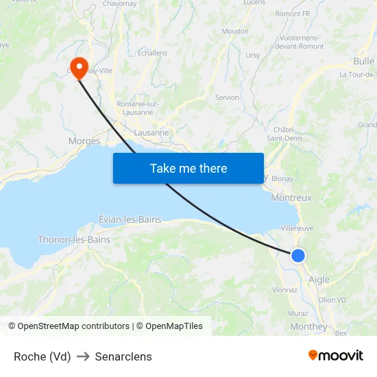 Roche (Vd) to Senarclens map