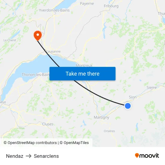 Nendaz to Senarclens map